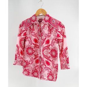 Robert Graham women's  Pink paisley embroidered blouse | Small